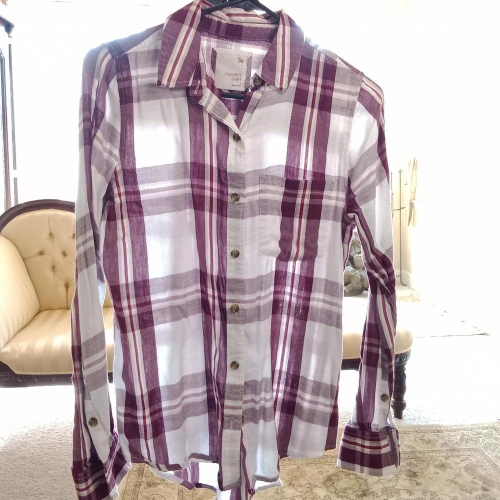 Flannel Feel Burgundy Plaid Button Down